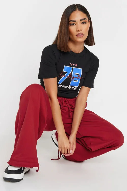 PixieGirl Petite Red Wide Leg Hem Detail Jogger - 14/L27 Image 4