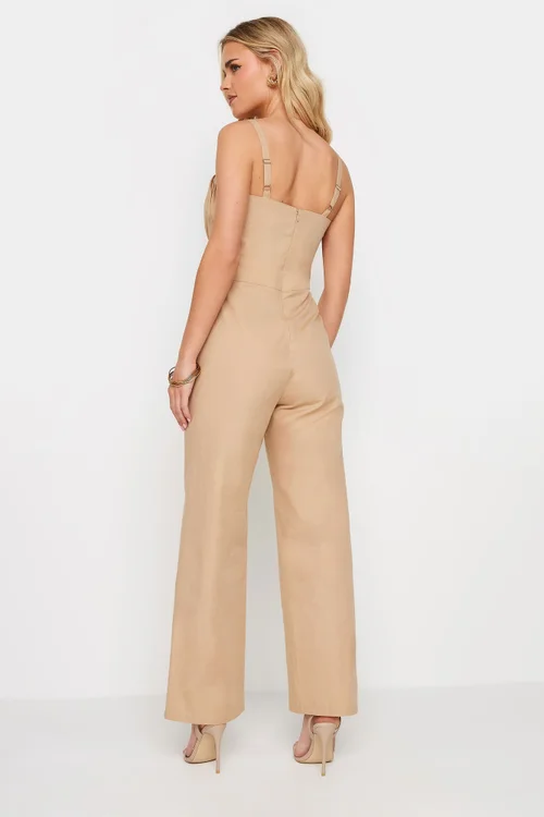 PixieGirl Petite Beige Brown Bust Detail Jumpsuit - Size 10 Image 4