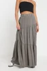 PixieGirl Petite Charcoal Grey Asymmetric Tiered Maxi Skirt - Size 10 Image 3
