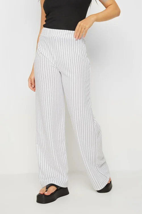 PixieGirl Petite White Pinstripe Wide Leg Trousers - 14 Image 2