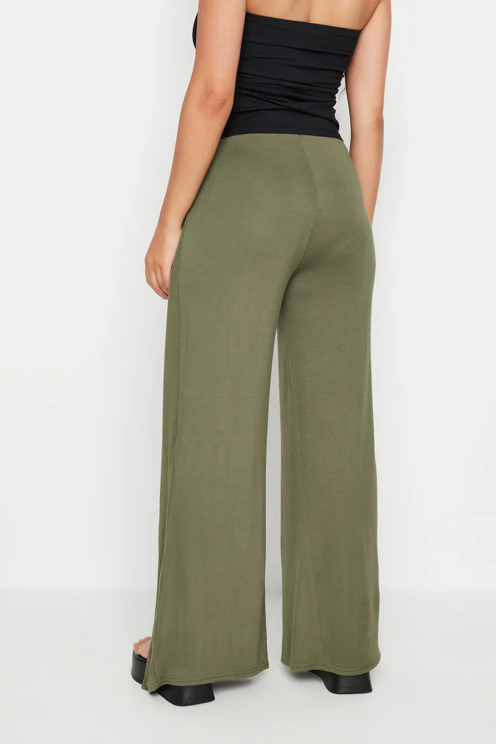 PixieGirl Petite Khaki Green Wide Leg Wrap Trousers - 12/L27 Image 4