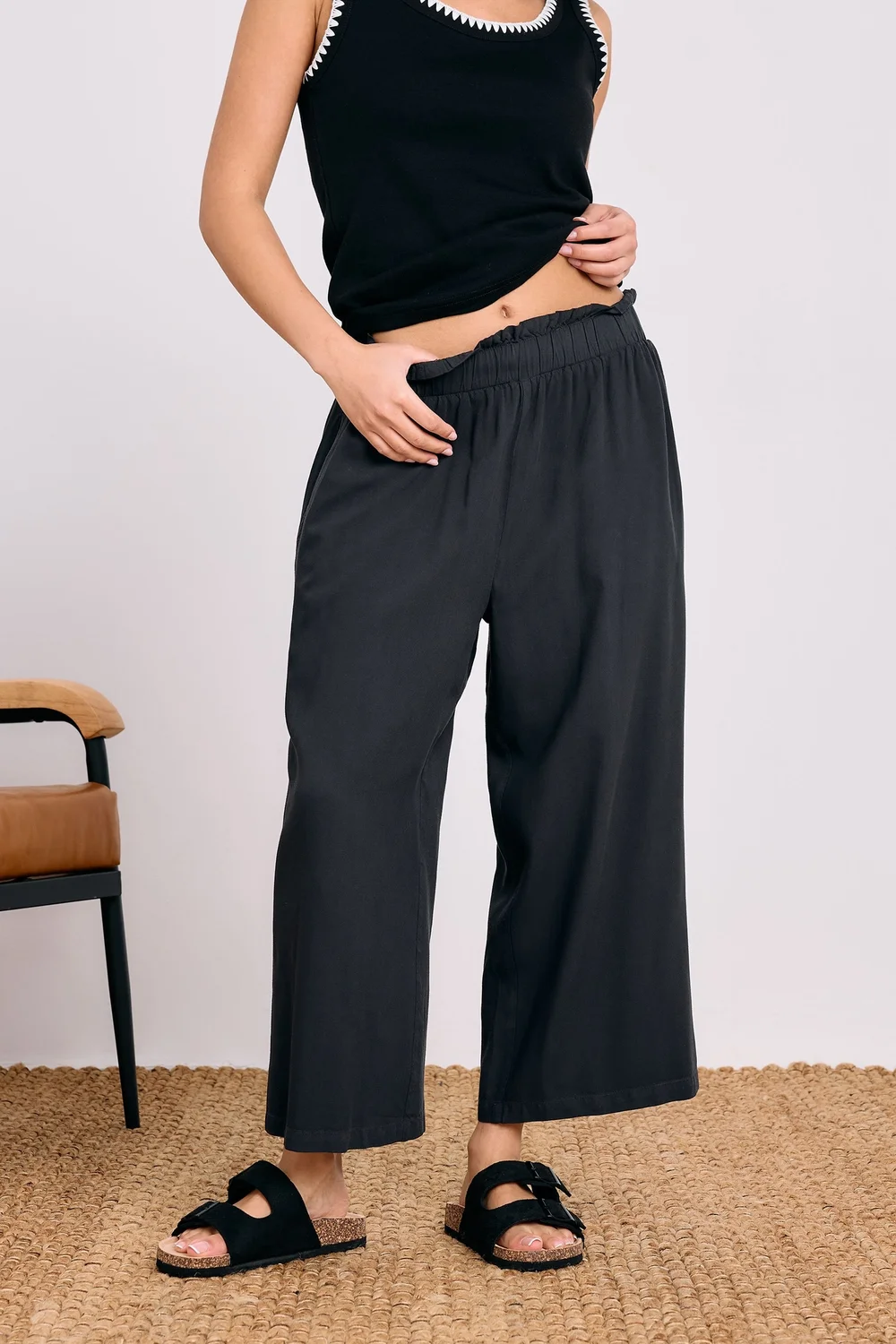 PixieGirl Petite Black Acid Wash Cropped Trousers - 10 Image 2