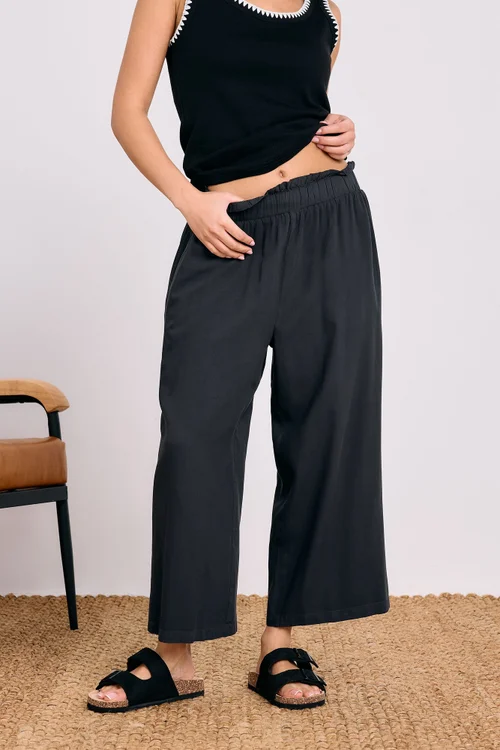 PixieGirl Petite Black Acid Wash Cropped Trousers - 10 Image 2