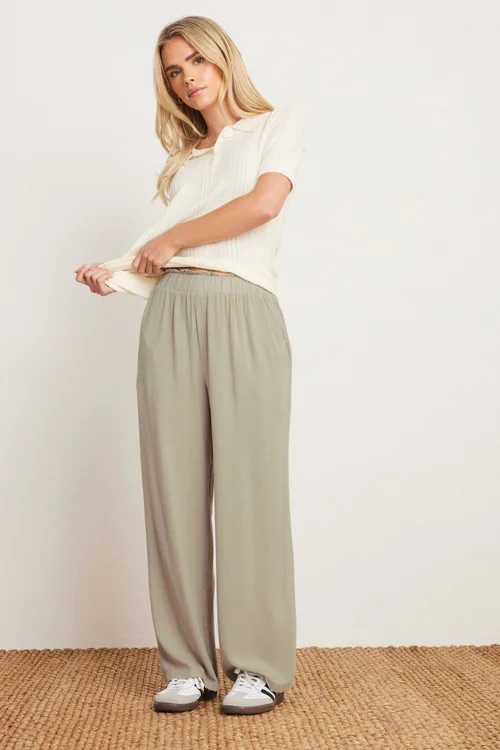 PixieGirl Petite Natural Brown Acid Wash Wide Leg Trousers - 18 Image 2