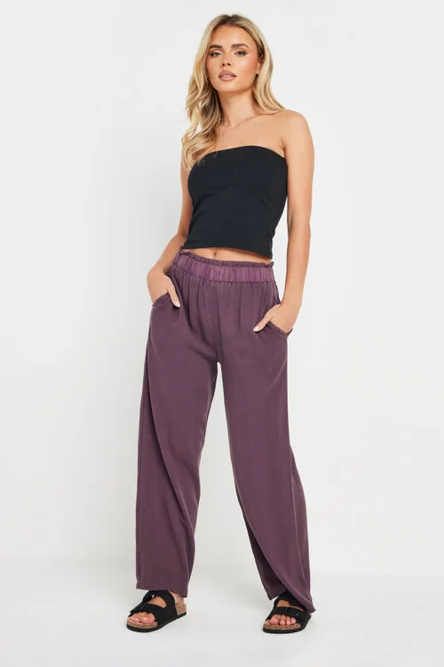 PixieGirl Petite Purple Acid Wash Wide Leg Trousers - 8 Image 1