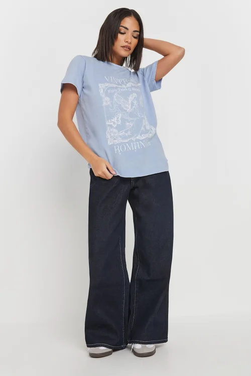 Pixiegirl Light Blue Vintage Romance Slogan T-Shirt - Size 14 Image 2