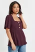 PixieGirl Petite Burgundy Red Ribbed Smock Top - Size 12 Image 1