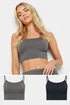 PixieGirl Petite 2 Pack Grey Ribbed Bralette Top - Size 16 Image 1