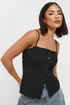 PixieGirl Petite Black Structured Button Vest Top - Size 8 Image 1