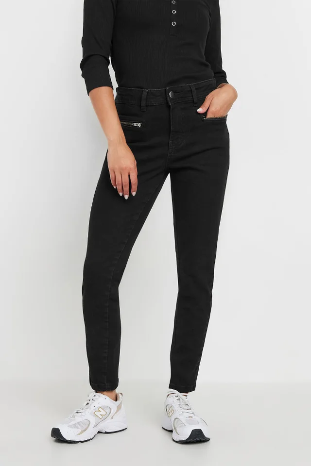 PixieGirl Petite Black Stretch Zip Pocket Skinny Jeans