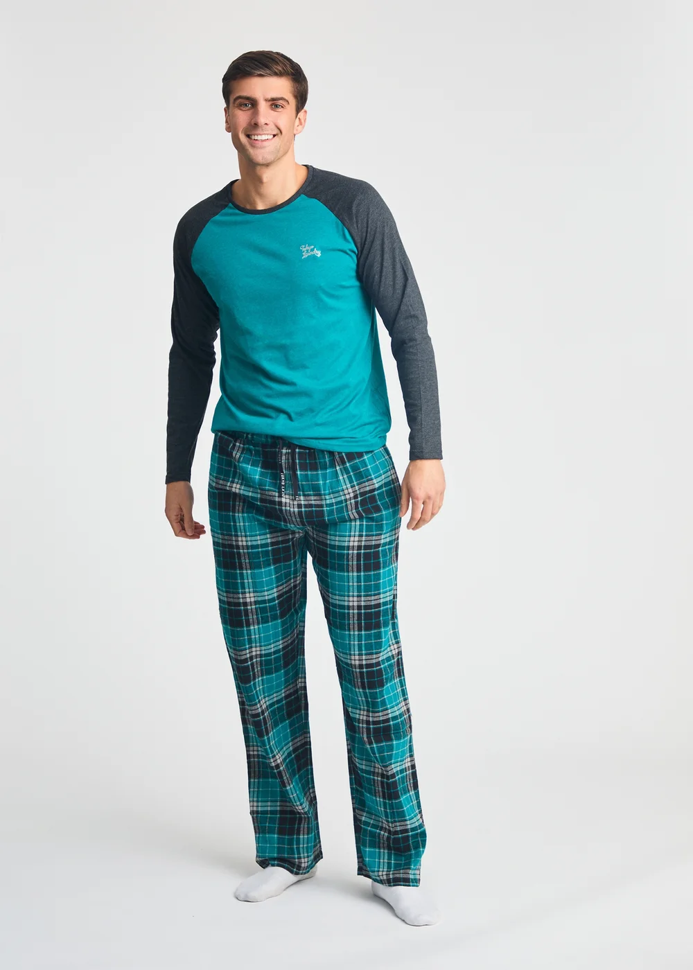 Tokyo Laundry Green Cotton 2-Piece Long Sleeve Top & Bottoms Pyjama Set - Small Image 1