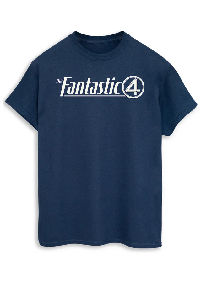 Spiral Galaxy Marvel Fantastic Four Logo Navy Graphic T-Shirt