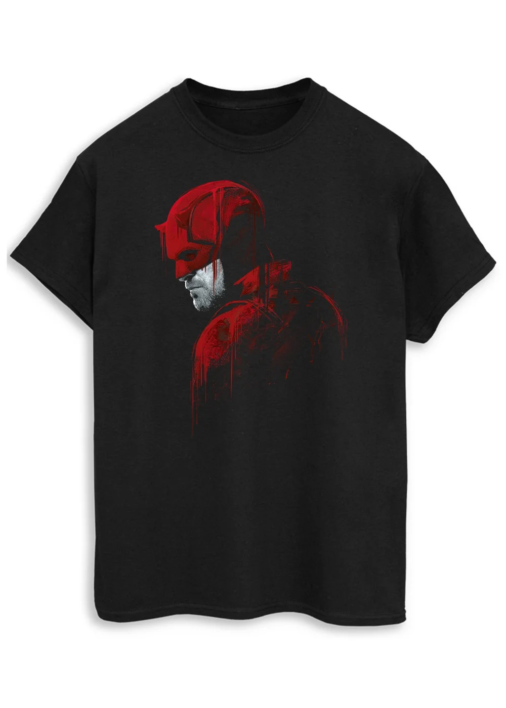 Spiral Galaxy Marvel Daredevil Side Profile Drip Black Graphic T-Shirt - Extra Large Image 1