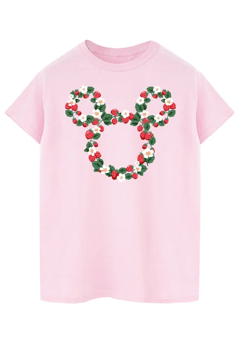 Spiral Galaxy Disney Mickey Mouse Strawberry Head Light Pink Boyfriend Fit Graphic T-Shirt - 3XL Image 1