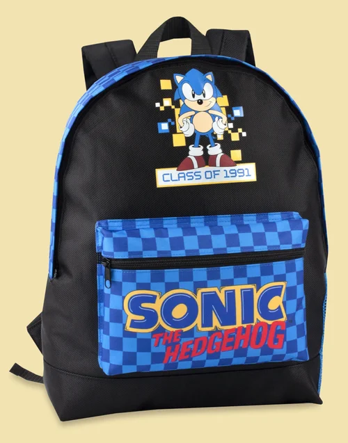 Sonic The Hedgehog Black Retro Style Gaming Backpack - One Size Image 2