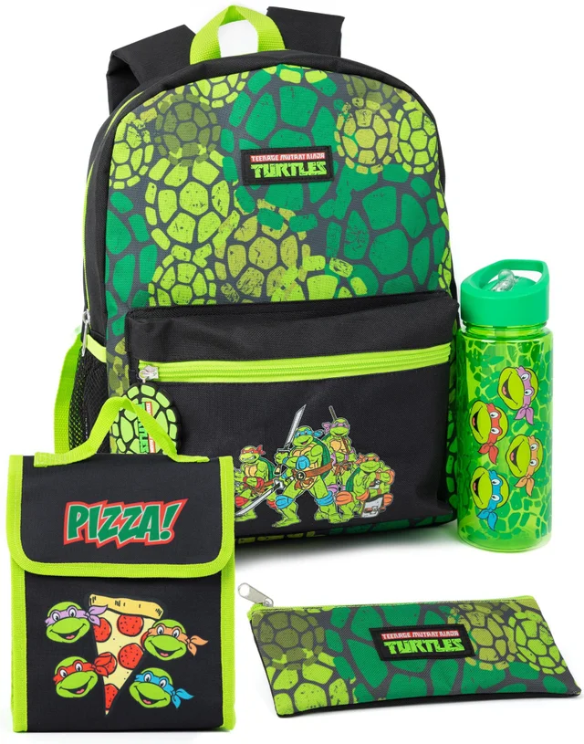 Vanilla Underground Teenage Mutant Ninja Turtles Pizza Kids Green 4 Piece Backpack Set