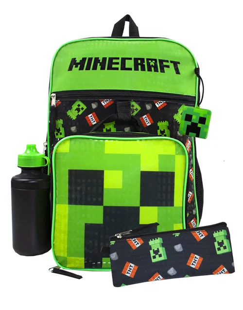 Vanilla Underground Minecraft Creeper & TNT Backpack 5 Piece Set - One Size Image 1