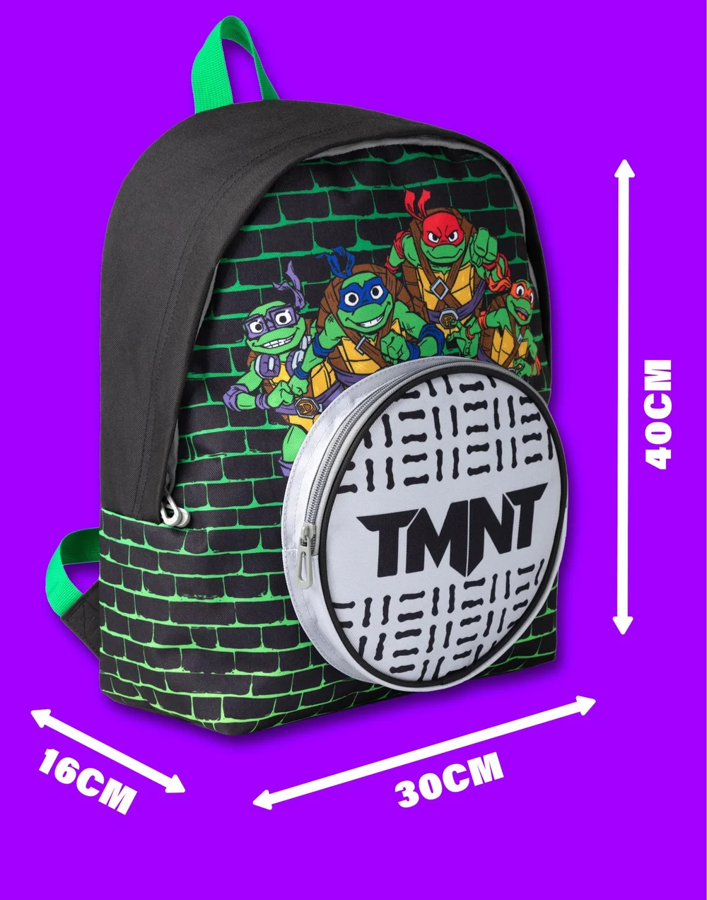 Vanilla Underground Teenage Mutant Ninja Turtles Sewers Pocket Kids Black Backpack - One Size Image 6