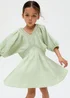 Raffya Kids Green Soipoi Ruched V-neck Dress (3-9 Years) - 3 Yrs Image 1