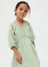 Raffya Kids Green Soipoi Ruched V-neck Dress (3-9 Years) - 3 Yrs Image 5