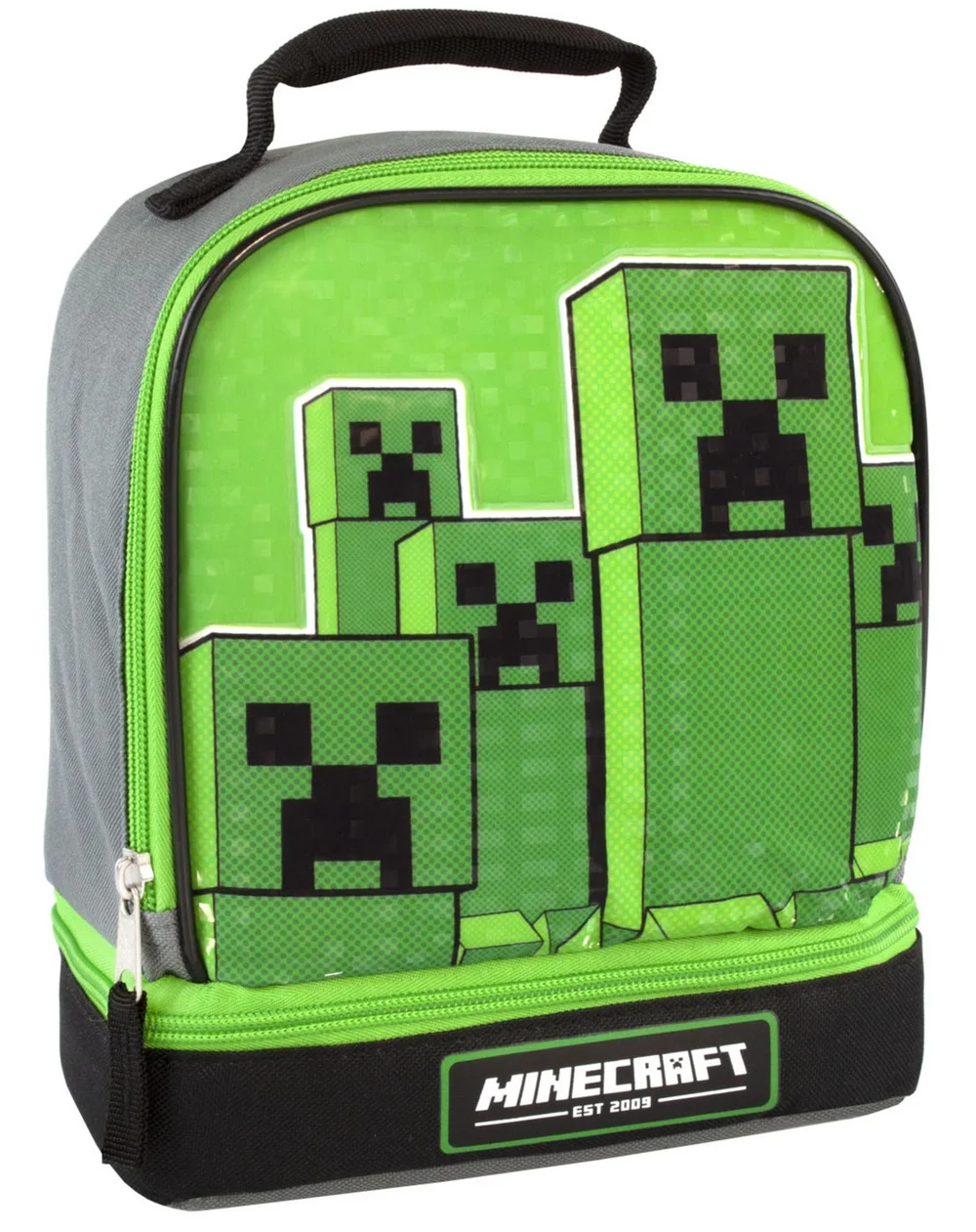 Vanilla Underground Minecraft Creeper Compartment Zip Green Lunchbag - One Size Image 2