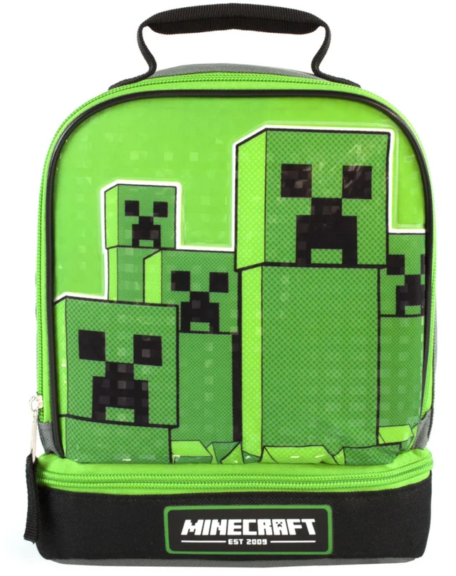 Vanilla Underground Minecraft Creeper Compartment Zip Green Lunchbag