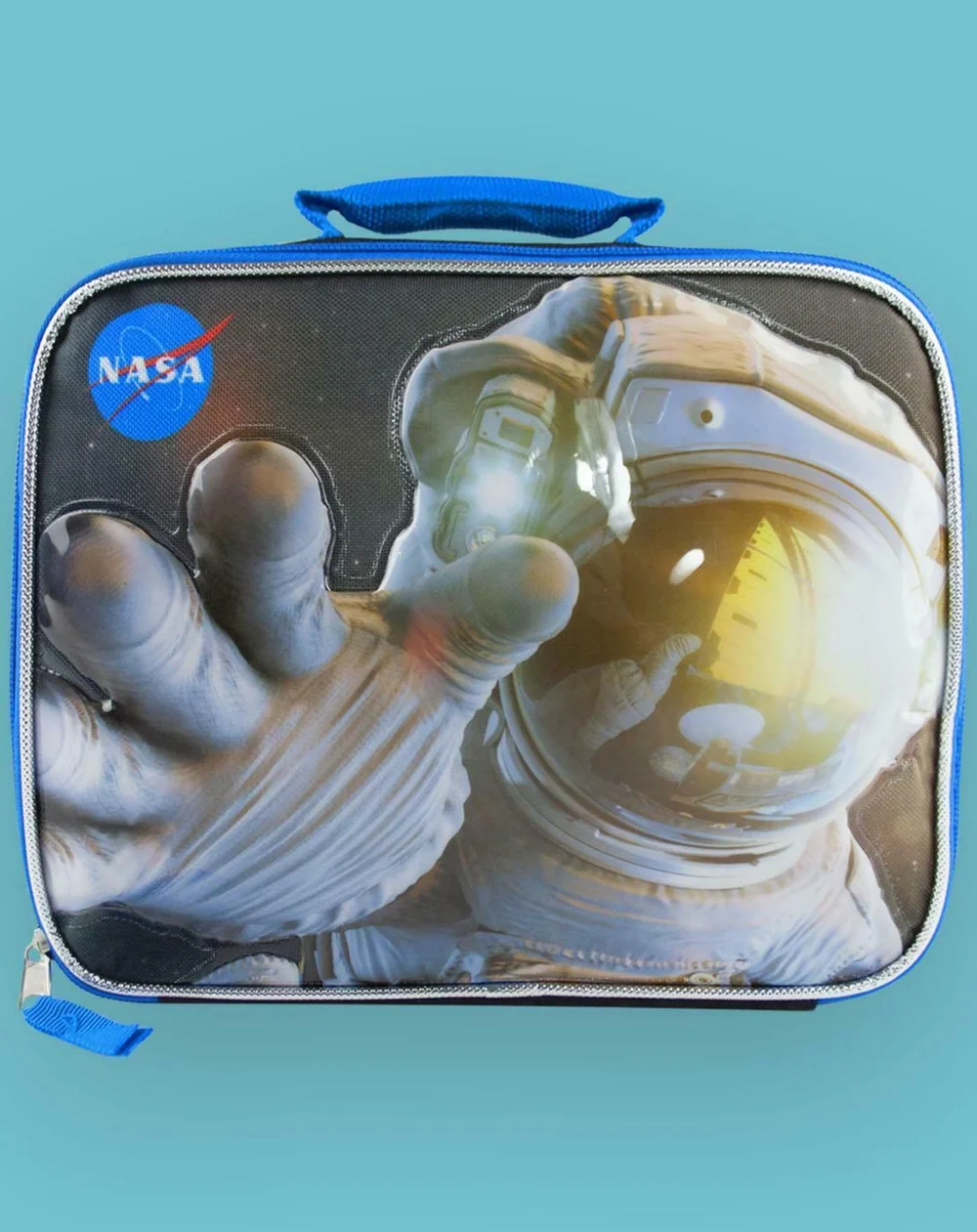 NASA Space Astronaut Kids School Zipped Compartment Black Lunch Box - One Size Image 2
