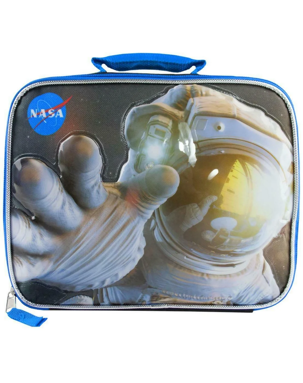 NASA Space Astronaut Kids School Zipped Compartment Black Lunch Box - One Size Image 1