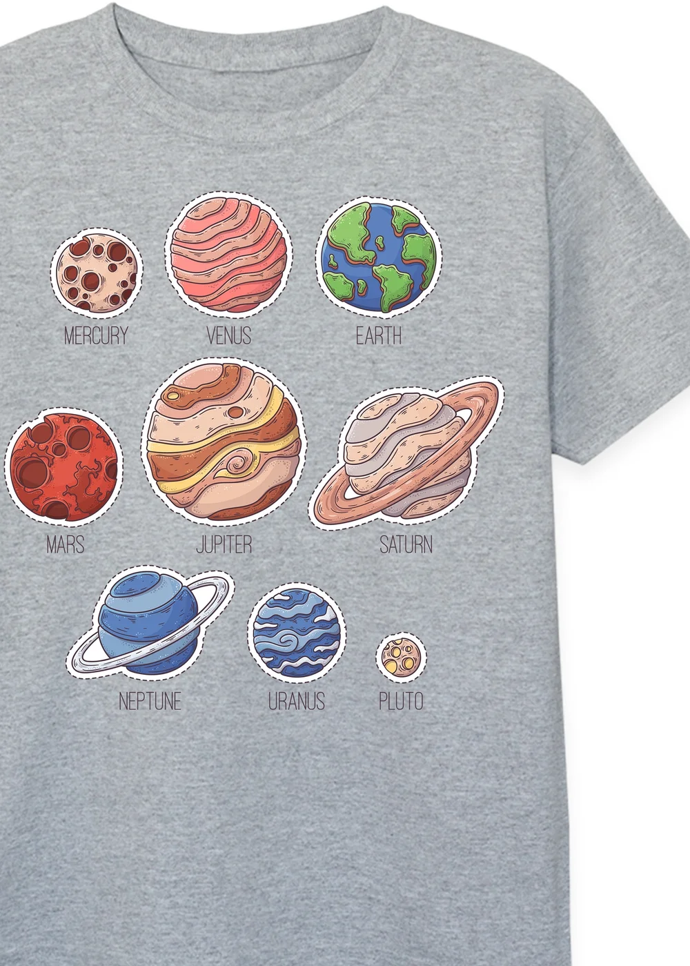 Ada & Ted Space Solar System Kids Heather Grey T-Shirt (3-13 Years) - Age 12-13 Years Image 2