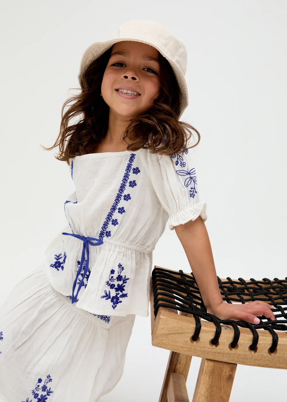 Raffya Kids White Ally Peplum Embroidered Blouse (3-9 Years) - Age 8 Years Image 2