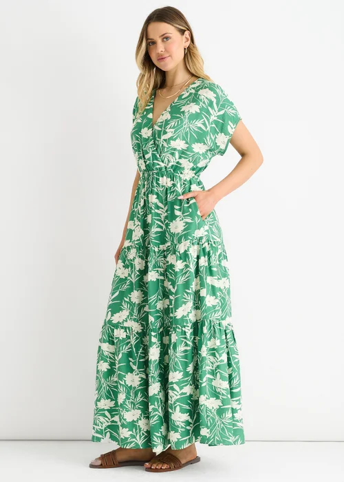 Gini London Green Floral Elastic Waist Maxi Dress - Size 8 Image 4
