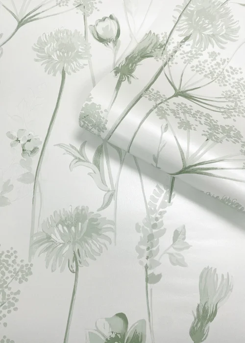 Catherine Lansfield Meadowsweet Floral Sage Wallpaper - One Size Image 4