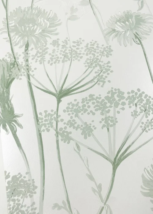 Catherine Lansfield Meadowsweet Floral Sage Wallpaper - One Size Image 3