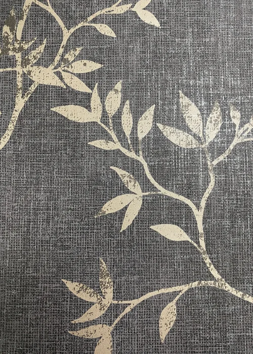 Darcy James Japandi Leaf Charcoal & Gold Wallpaper - One Size Image 3