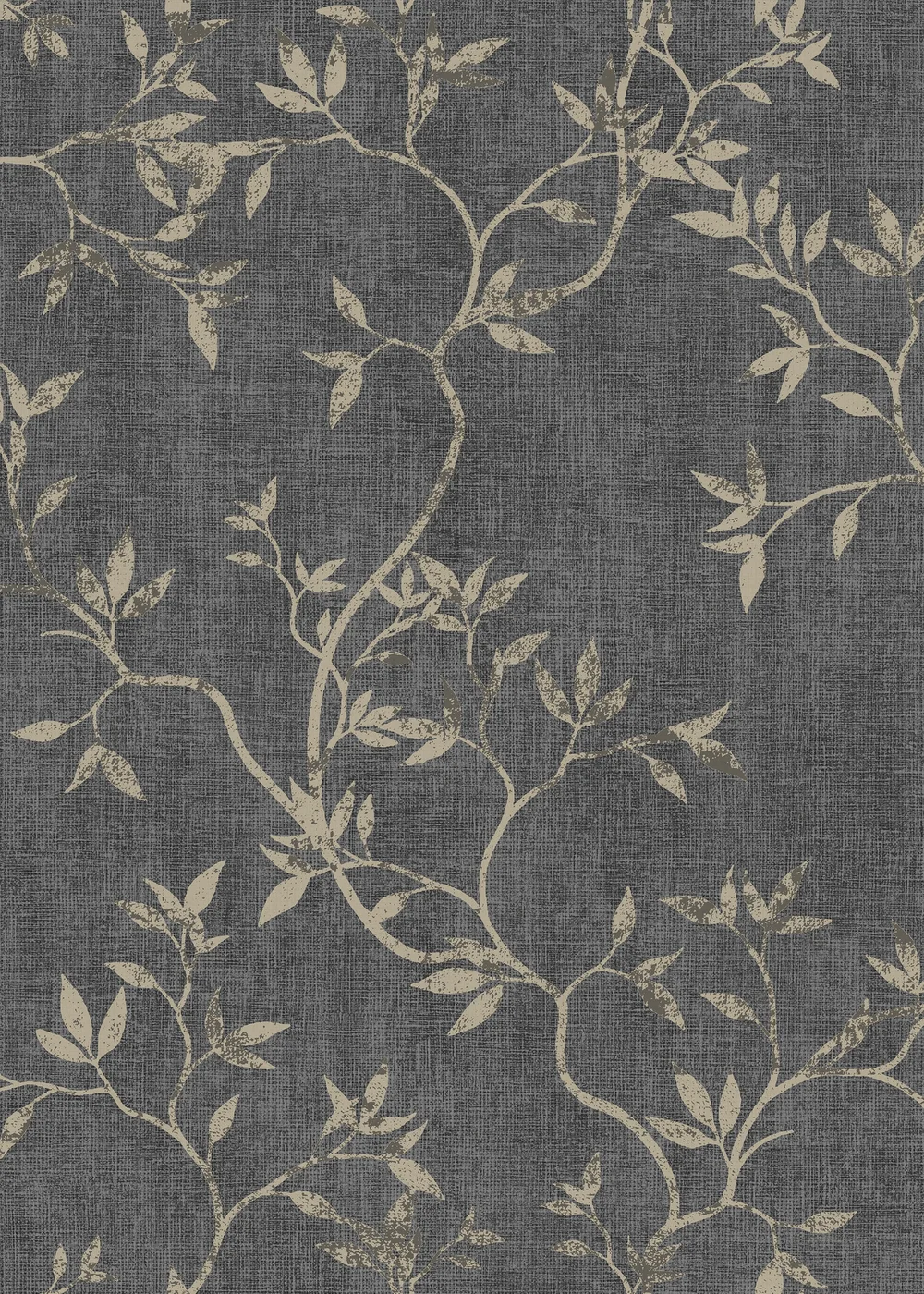 Darcy James Japandi Leaf Charcoal & Gold Wallpaper - One Size Image 1