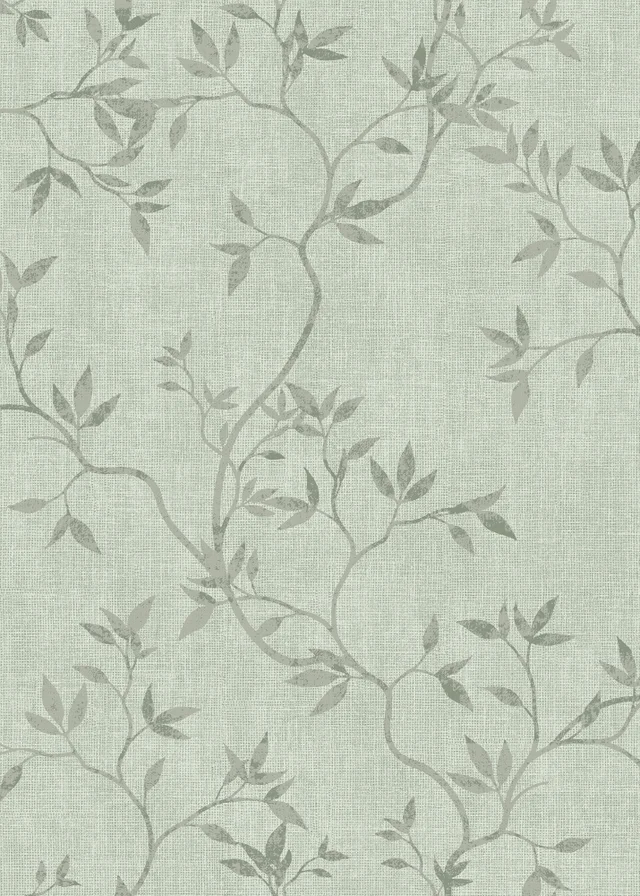 Darcy James Japandi Leaf Green Wallpaper