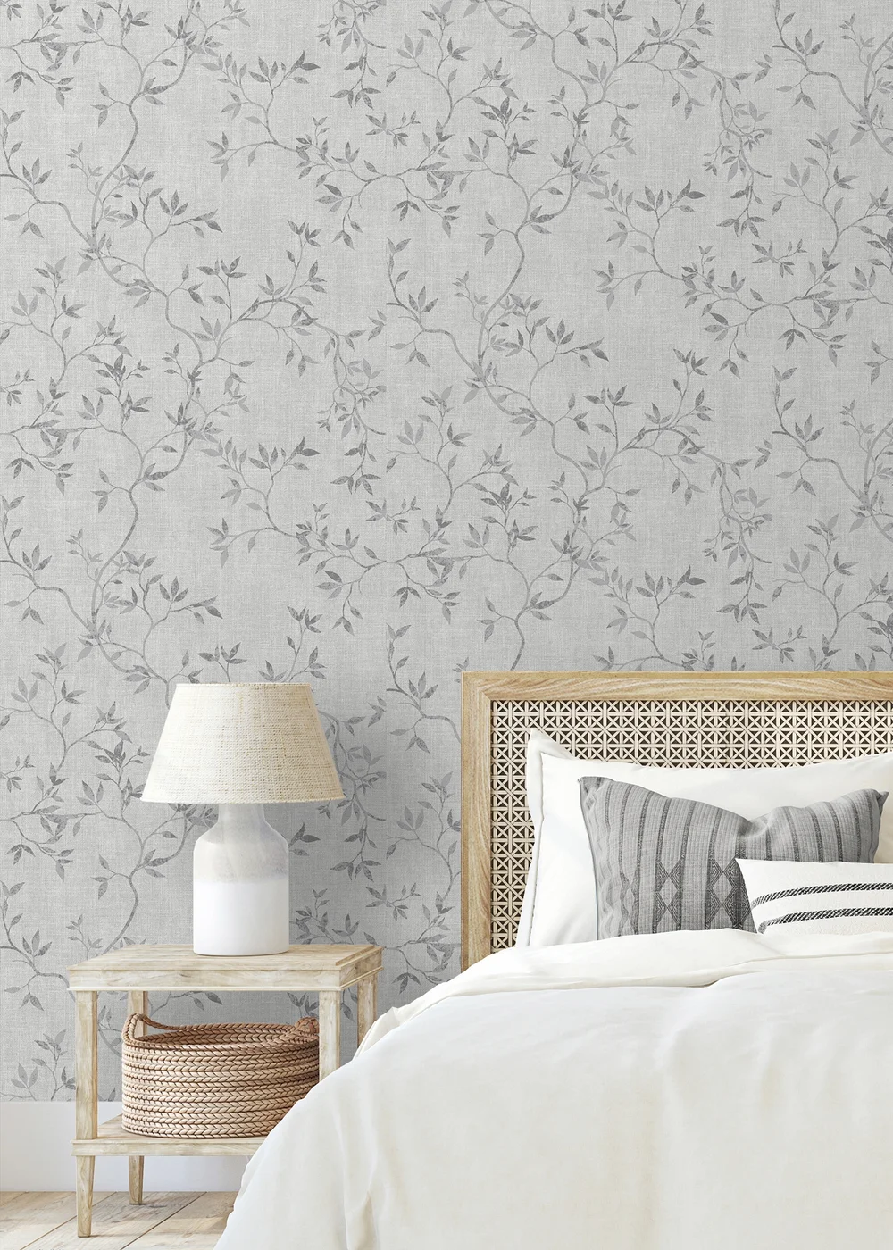 Darcy James Japandi Leaf Grey Wallpaper - One Size Image 2