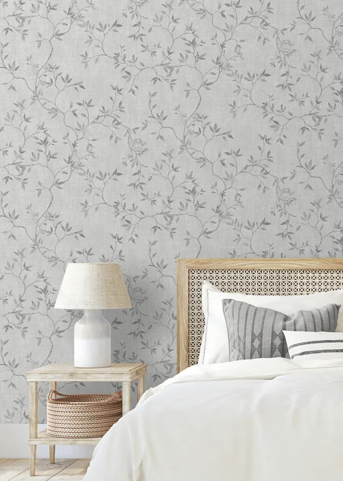 Darcy James Japandi Leaf Grey Wallpaper - One Size Image 2