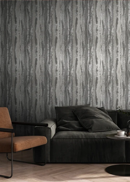 Muriva Soren Charcoal & Silver Wallpaper - One Size Image 2