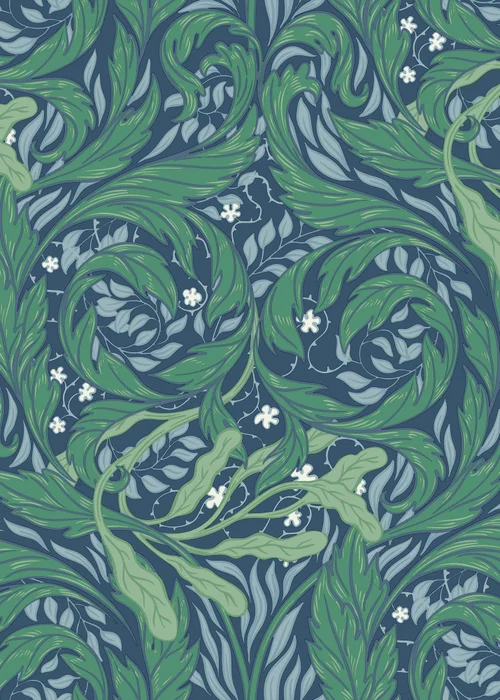 Muriva Vale Leaf Blue & Green Wallpaper - One Size Image 1