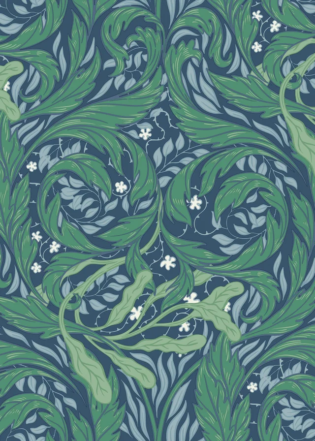 Muriva Vale Leaf Blue & Green Wallpaper
