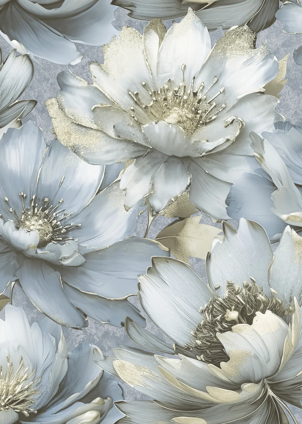 Muriva Aminah Floral Blue Wallpaper - One Size Image 1