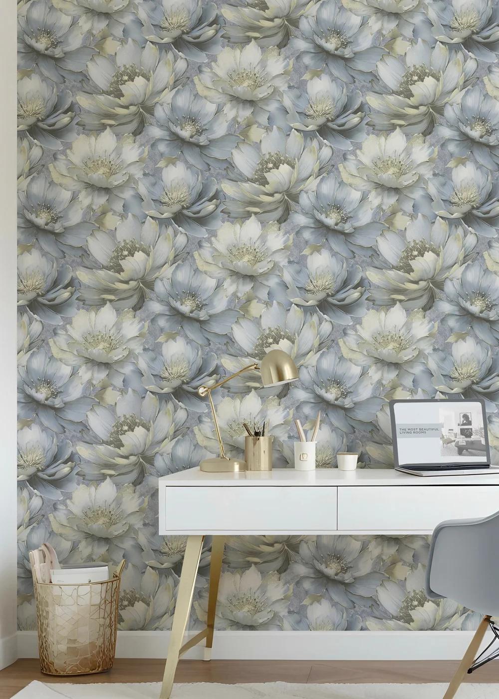 Muriva Aminah Floral Blue Wallpaper - One Size Image 2
