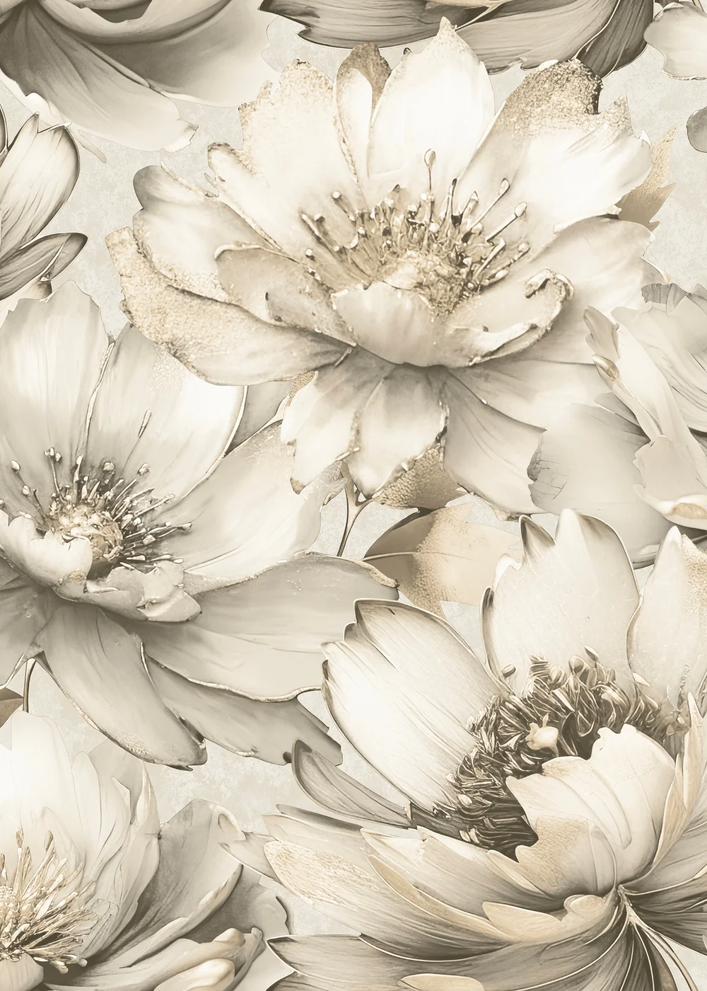 Muriva Aminah Floral Cream Wallpaper - One Size Image 1