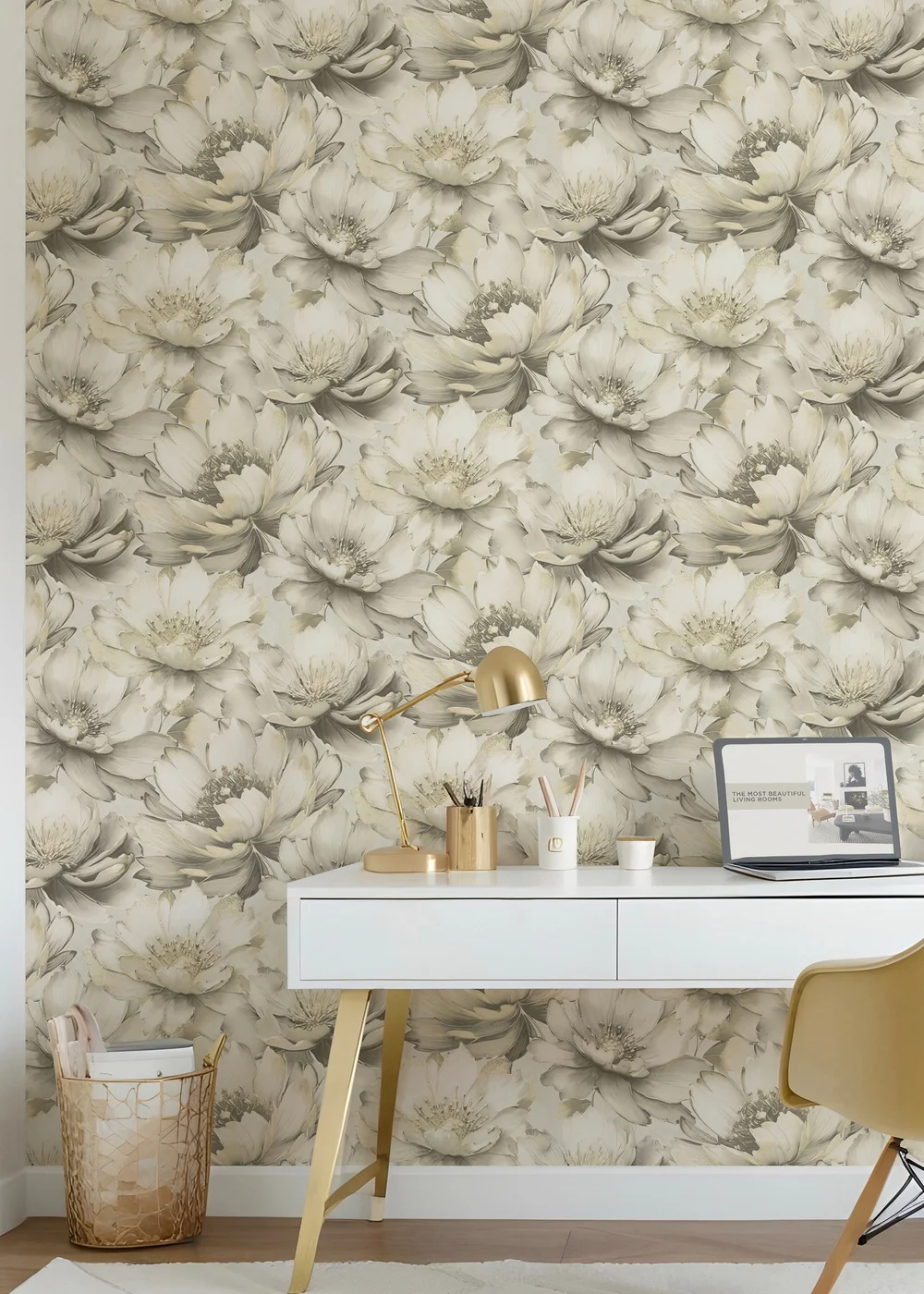 Muriva Aminah Floral Cream Wallpaper - One Size Image 2