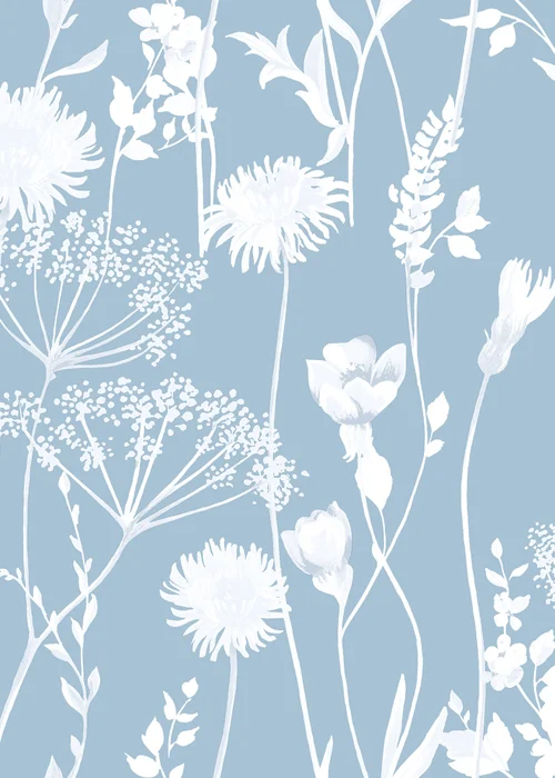 Catherine Lansfield Meadowsweet Floral Blue Wallpaper - One Size Image 1
