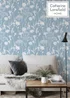 Catherine Lansfield Meadowsweet Floral Blue Wallpaper - One Size Image 5