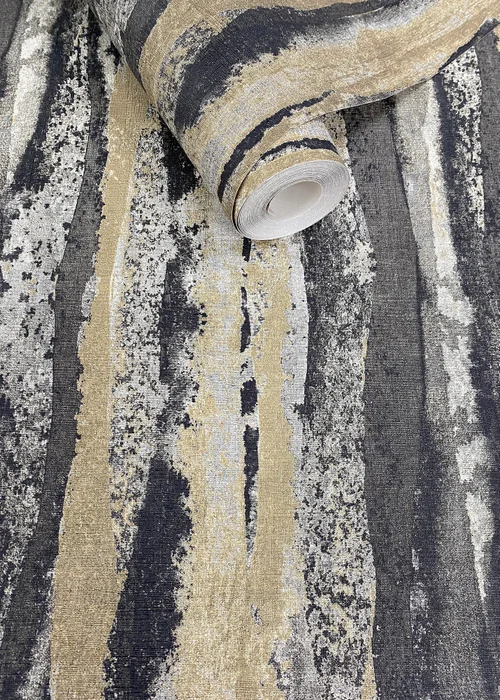 Muriva Soren Charcoal & Gold Wallpaper - One Size Image 4