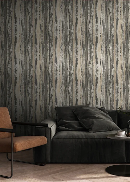 Muriva Soren Charcoal & Gold Wallpaper - One Size Image 2