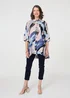 Izabel London Blue Brushstroke Print Collared Relaxed Shirt - S Image 4
